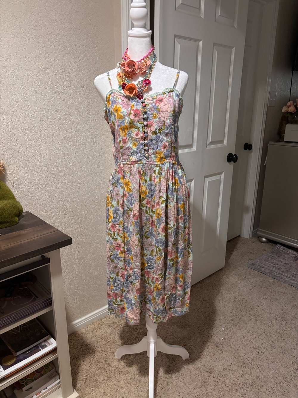 Angie Floral Midi Dress in Pink, Blue & Yellow - Picture 6 of 7